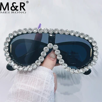 Модные Индивидуальные Цельные женские солнцезащитные очки, Роскошные очки в стиле хип-хоп со стразами, Спортивные очки в стиле стимпанк, Gafas De Sol UV400