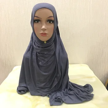 Модный Блестящий Шарф Из Джерси С Запахом, Однотонные Хиджабы Для Женщин, Эластичный Головной Платок, Мусульманские Мерцающие Однотонные Длинные Шали, Покрывающие Обертывания