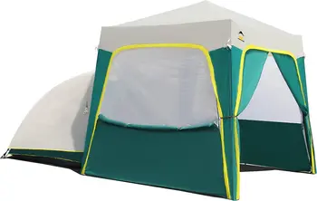 Модульная палатка с запатентованным навесом 6,5 x 6,5 дюймов с центральным замком Pop UP Instant, с 4 весовыми мешками, 4 веревками и 8 кольями, Gre