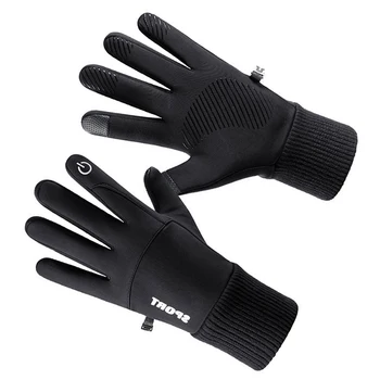 Мужские зимние водонепроницаемые перчатки для велоспорта, спорта на открытом воздухе, бега, мотоцикла, лыж, флисовые перчатки с сенсорным экраном, нескользящие, теплые, полные пальцы