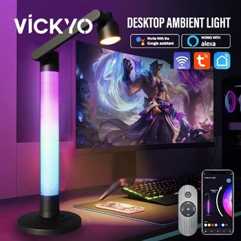 Настольная лампа VICKYO LED Smart Rocker, настольная лампа RGB, окружающий ночной свет, приложение с регулируемой яркостью, синхронизация музыки для ночных светильников игровой комнаты