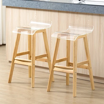 Низкий барный стул в скандинавском стиле, дерево, Современный дизайн кухни, Непромокаемый обеденный стул, Минималистичная мебель для бара Taburete Alto