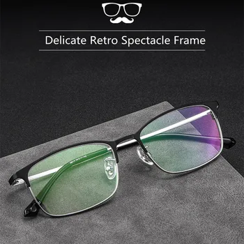 Новые деловые Мужские очки для чтения с защитой от синего света, асферические линзы из смолы CR-39, металлические оптические очки в ретро-оправе