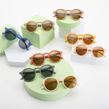 Новые детские солнцезащитные очки в круглой матовой оправе в стиле ретро, милые и легкие детские солнцезащитные очки для мальчиков и девочек