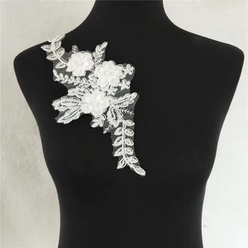 Новый Белый 3D Цветок Вышивка Поддельный Воротник для Женщин Аппликация Кружева Ложный Воротник DIY Gilrs Платье Корсаж Одежды