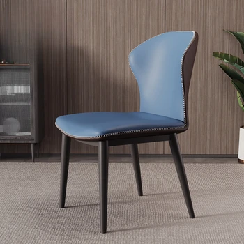 Обеденные стулья из углеродистой стали, современные роскошные простые домашние стулья со спинкой, Скандинавская мебель для гостиной Грузоподъемностью 200 кг