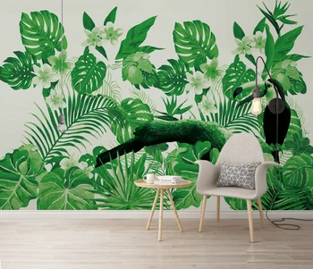 Обои на заказ, тропические растения, фоновые обои с попугаем, украшение спальни, настенная роспись, 3D обои, обои на стену для
