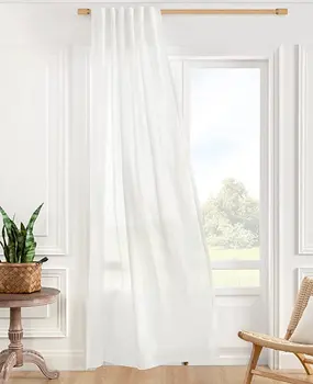 Оконная панель Sheer Curtain – Белая натуральная занавеска в стиле бохо для гостиной, спальни, Карманный сельский дом, Полупрозрачная драпировка Rus