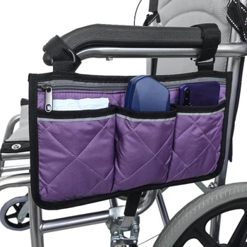Переносной подлокотник для инвалидной коляски, боковая сумка для хранения, переносной карман, подходящий для большинства колес для ходьбы и аксессуаров для мобильного оборудования