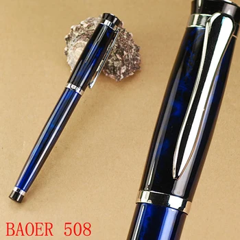Перьевая ручка BAOER 508 с синей и серебристой полировкой