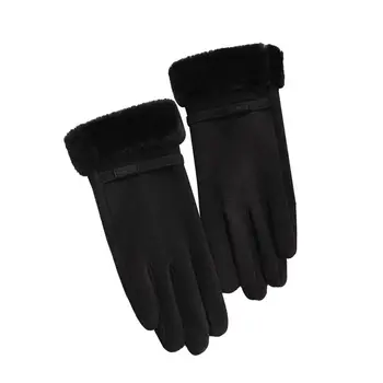 Повседневные перчатки для девочек, плюшевые наручные, однотонные, ветрозащитные женские перчатки для зимних видов спорта, Велосипедные, безусадочные Женские перчатки для улицы