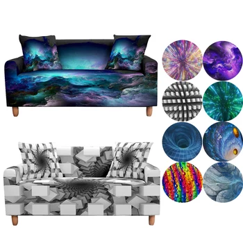 Психоделический Эластичный чехол для дивана для гостиной, 3D Абстрактный Чехол, Радужный чехол для дивана, Чехол для углового дивана, Весеннее украшение