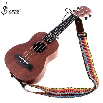 Регулируемый хлопковый ремешок SLADE, красочная Гавайская гитара Длиной 75-130 см, стиль вышивки, плетение с мягкой головкой из натуральной кожи