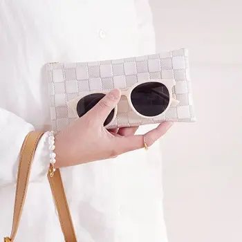Решетчатая мини-кожаная сумка для солнцезащитных очков, самозакрывающаяся индивидуальность для упаковки ювелирных изделий, женская/мужская