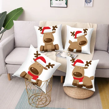 Рождественская желто-коричневая полиэфирная квадратная подушка, наволочка для автомобильного дивана, офисного кресла, наволочка, простые украшения для дома
