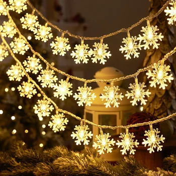 Рождественский сказочный светильник длиной 6 м, светодиодная гирлянда в виде снежинки, украшение для дома, рождественские подарки Санта-Клауса, новогоднее украшение Navidad