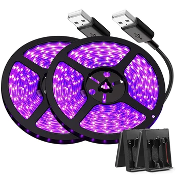 Светодиодная лента с УФ-излучением черного цвета длиной 16,4 фута, полоса УФ-излучения USB длиной 395нм, неводостойкая полоса черного света, для флуоресцентной краски для тела на танцевальной вечеринке