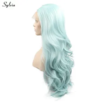 Сильвия Блю Волнистые волосы Термостойкие синтетические парики на кружеве спереди Свободная часть Длинные волосы для женщин Натуральная линия роста волос