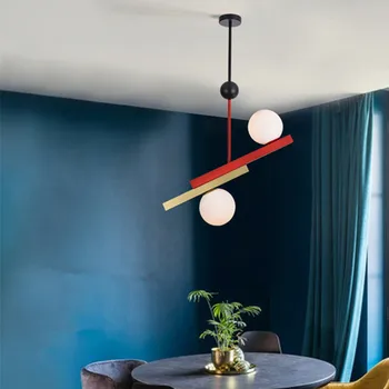 Скандинавский стеклянный шар подвесной светильник LED art Creative красный подвесной светильник Дизайнерский цветной подвесной светильник для украшения ресторана в помещении