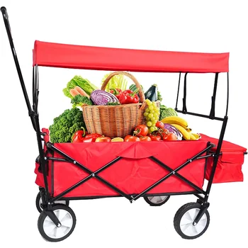 Складной фургон SUGIFT, складная садовая тележка со съемным навесом, красная тележка для хранения carro compra