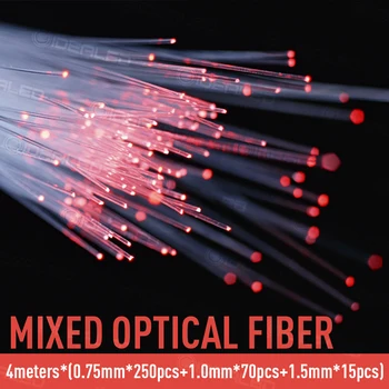 Смешанный пластиковый волоконно-оптический кабель PMMA 4 метра (0,75 мм * 250шт + 1,0 мм * 70шт + 1,5 мм * 15шт) для всех типов светодиодных приводов