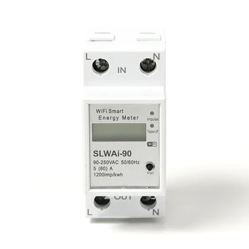 Счетчик энергии Tuya WIFI Din Rail Smart Remote Control Switch Электронный измеритель переменного тока 220 В кВтч Частотный коэффициент Метр