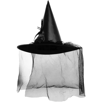 Украшение в виде шляпы ведьмы, Стильная шляпа для Хэллоуина, Шляпа для Косплея, Шляпа ведьмы с розами, Очаровательная шляпа ведьмы с газовым декором