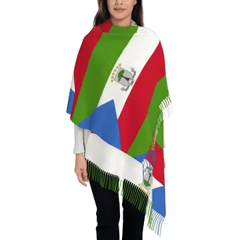 Флаг Экваториальной Гвинеи, Женская шаль из пашмины, Обертывания, шарф с бахромой, Длинный Большой шарф