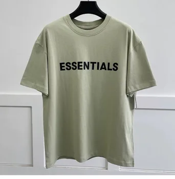 Футболка Essentials, двойная линия, силиконовый буквенный принт, Мужская и женская одежда, Повседневная дышащая футболка ESSENTIALS с короткими рукавами