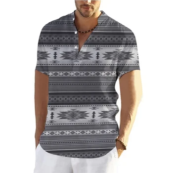 2023 Мужские Рубашки Летние Повседневные топы с коротким рукавом и воротником-стойкой, Одежда на заказ, Модная Дизайнерская одежда для мужчин, рубашка Хенли