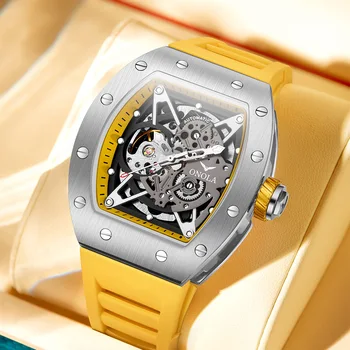 2023 Новые Роскошные Автоматические часы ONOLA Мужские Спортивные Силиконовый ремешок Водонепроницаемые Часы Модный Стальной корпус Механические наручные часы Man
