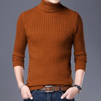 2023 Осенне-зимний Новый Мужской Жаккардовый свитер с высоким воротом, Модный Повседневный Толстый и теплый Пуловер, Свитер, Мужская Брендовая одежда