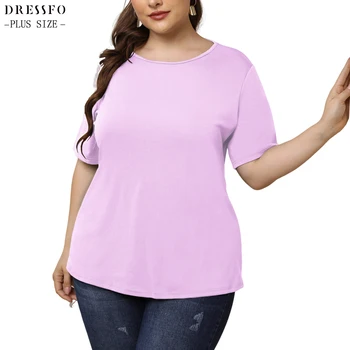 Dressfo Плюс размер, Повседневный короткий Слип, однотонный топ для женщин, Летняя повседневная открытая футболка с бабочкой, кривая футболка