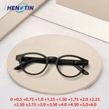 Круглые очки для чтения Henotin для женщин, ретро-очки для чтения, мужские очки с диоптриями 0 ~ + 6,00