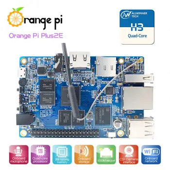 Оранжевый Pi Plus 2e H3 с четырехъядерным процессором, 2 ГБ оперативной памяти, 4K с открытым исходным кодом