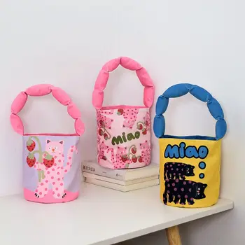 Складная сумка-ведро креативного цвета, сумка на плечевом ремне с хлопковой подкладкой, мягкая ткань, Тканевые сумки с магнитной пряжкой, Женские сумки